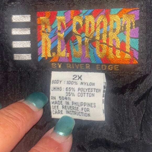 Rivers Edge Vintage 80s 90s Windbreaker Abstract Geometric Black & White 2X - Picture 6 of 8